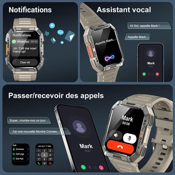 Blackview W60 Bluetooth Connected Watch, Sport Smartwatch 100+ Sportlägen, Kompass LED-ficklampa för iOS Android - Grön