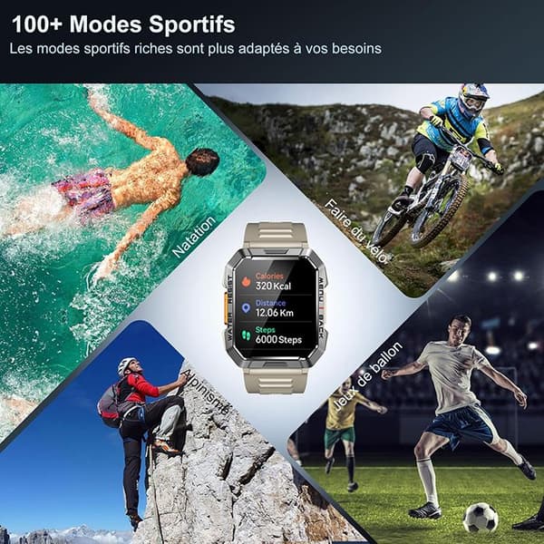 Blackview W60 Bluetooth Connected Watch, Sport Smartwatch 100+ Sportlägen, Kompass LED-ficklampa för iOS Android - Grön