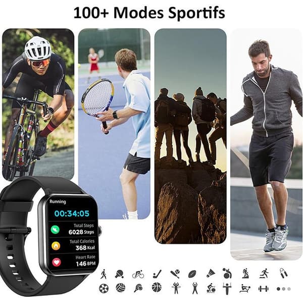 Blackview R50 Smartwatch med Sömnmonitor och Pulsmonitor 100+ Sportlägen - Svart