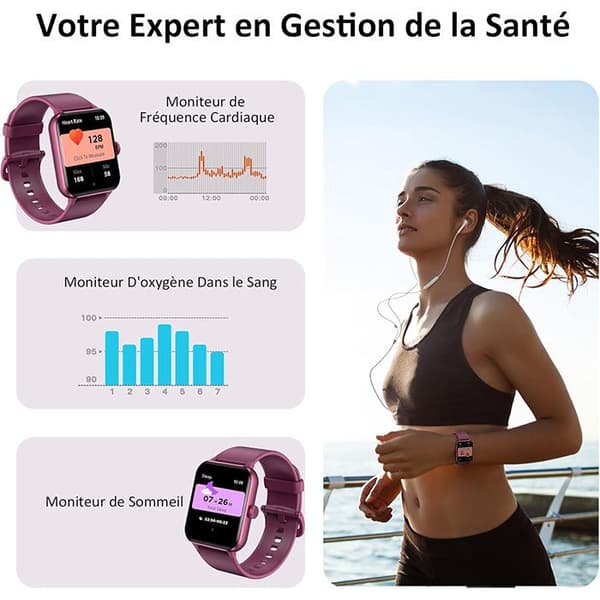 Blackview R50 Smartwatch med Sömnövervakning och Pulsmonitor 100+ Sportlägen - Bordeaux
