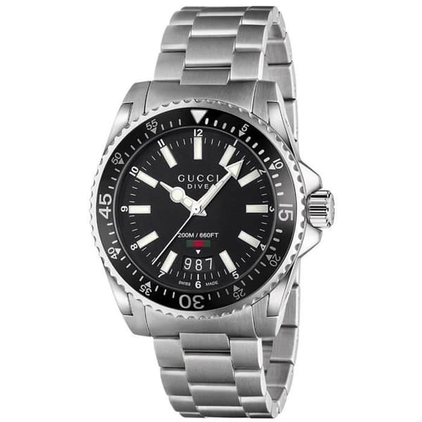 Klocka för män - R.GUCCI - DIVE LG SVART YA136301 - Quartz - Analog - Rostfritt stål