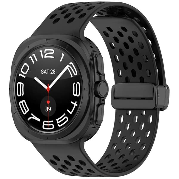 Silikoniranneke rei'itetyllä muotoilulla Samsung Galaxy Watch Ultra 47mm:lle - musta