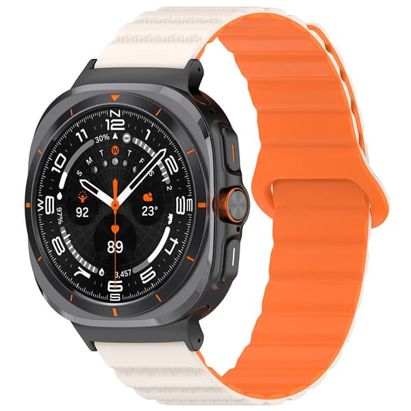 Silikoniranneke magneettilukolla Samsung Galaxy Watch Ultra 47mm - Starlight Orange - Samsung Galaxy Watch Ultra 47mm:lle - Starlight Orange