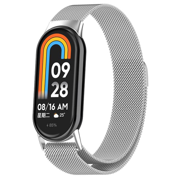 Magnetiskt Milanese armband till Xiaomi Smart Band 8 och 9 - Silver