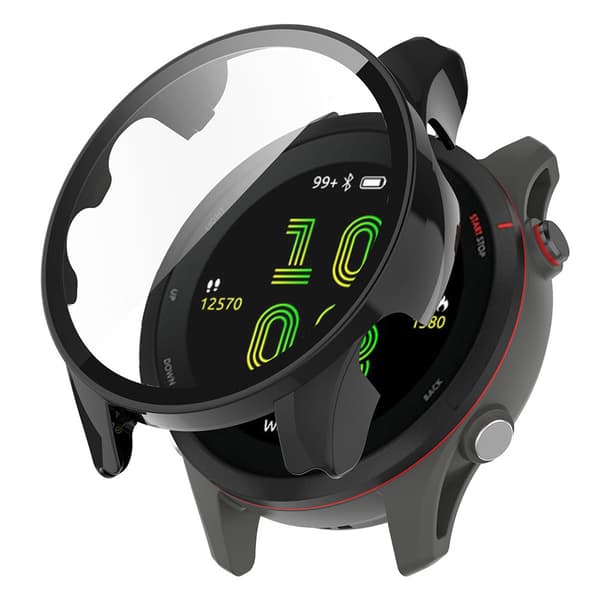 Beskyttelsesskal med skærmbeskyttelse af hærdet glas til Garmin Forerunner 255s - Sort