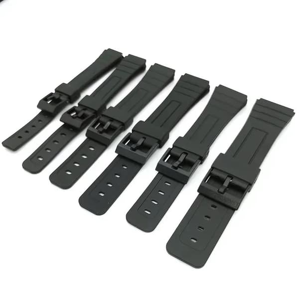 Svart Resin Universalt Klockarmband 12-22mm för Herr/Dam