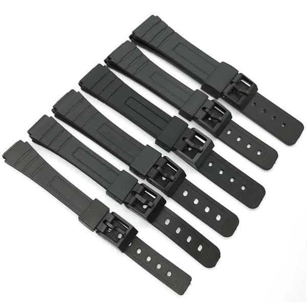 Svart Resin Universalt Klockarmband 12-22mm för Herr/Dam