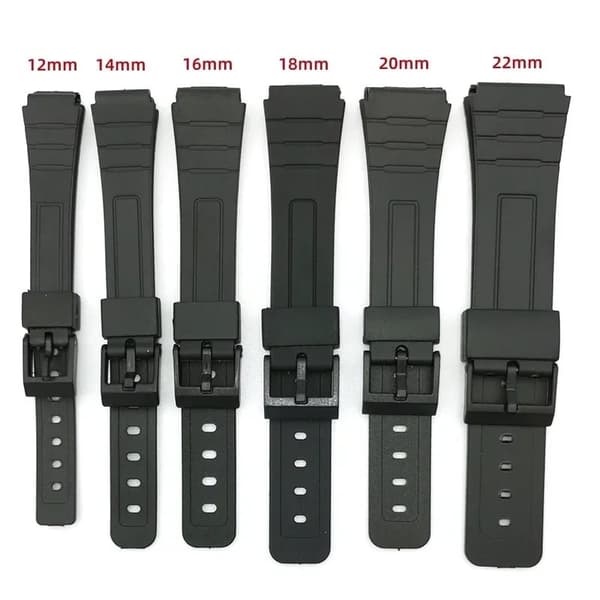 Svart Resin Universalt Klockarmband 12-22mm för Herr/Dam