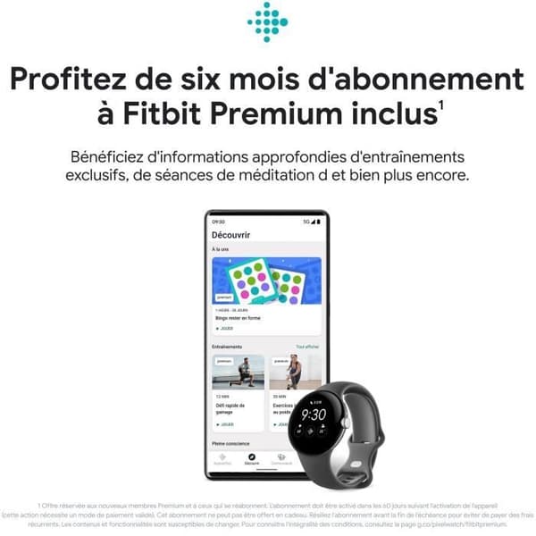 GOOGLE Pixel Watch Smartwatch - 41 mm - Aktivt polerat silver - Kolarmband