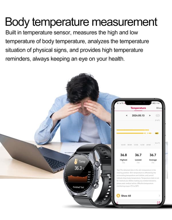 INF Smartwatch med avancerad hälsoövervakning