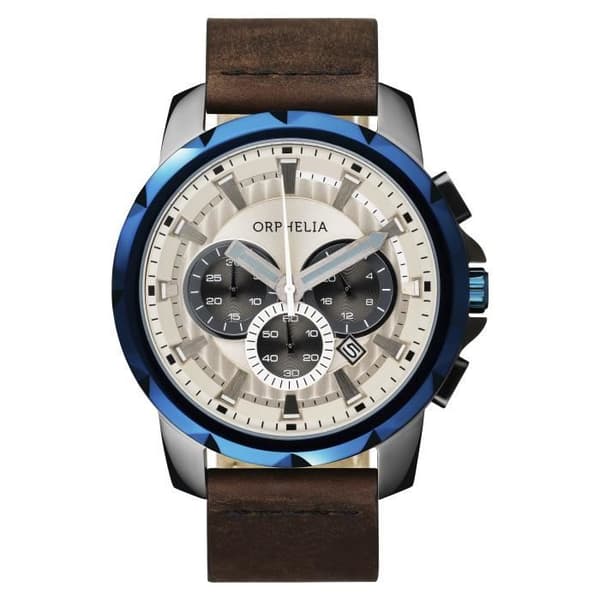 Klocka - ORPHELIA - OR81503 - Kvarts - Kronograf - Brunt läder 49mm