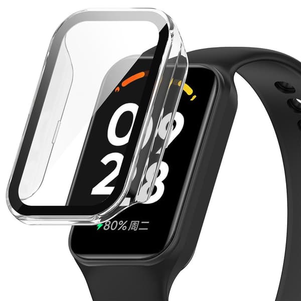 Beskyttelsesdeksel med herdet film for Xiaomi Band 8 Active og Redmi Band 2 - Clear