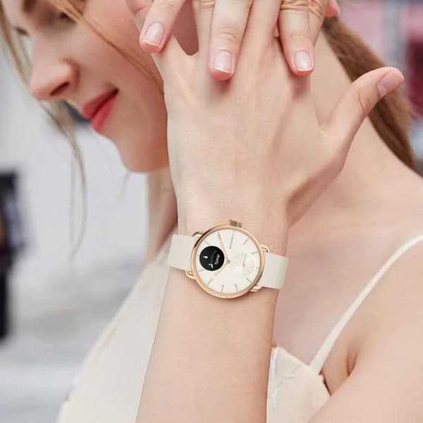Connected Watch 38mm Health Monitoring Vattentät autonomi 30 dagar ScanWatch 2 Withings Rose Champagne