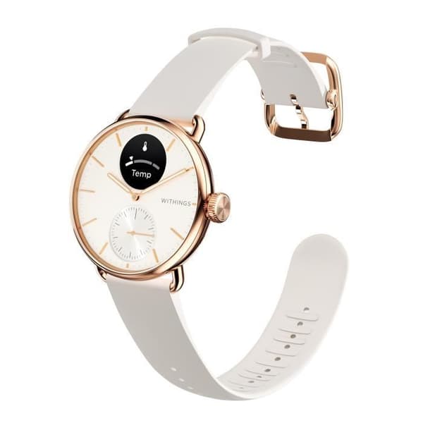 Connected Watch 38mm Health Monitoring Vattentät autonomi 30 dagar ScanWatch 2 Withings Rose Champagne