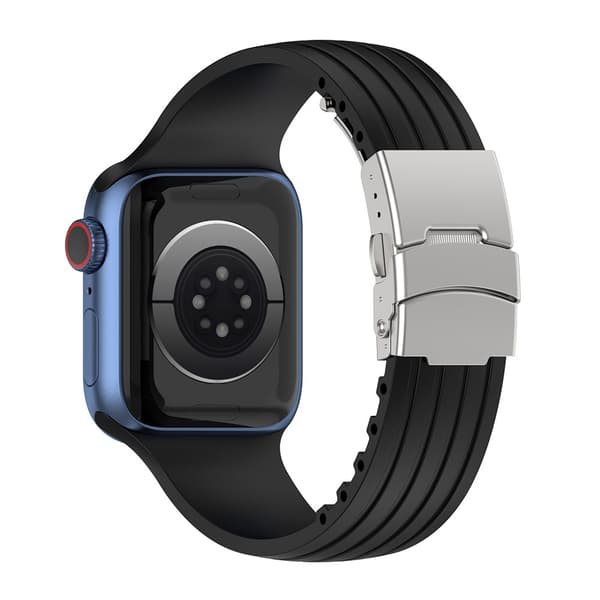Silikoniranneke Apple Watch 42 / 44 / 45 / 49mm - musta