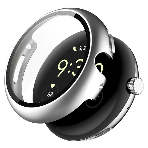 Beskyttelsesetui med skærmbeskytter til Google Pixel Watch 1 / 2 -Silver