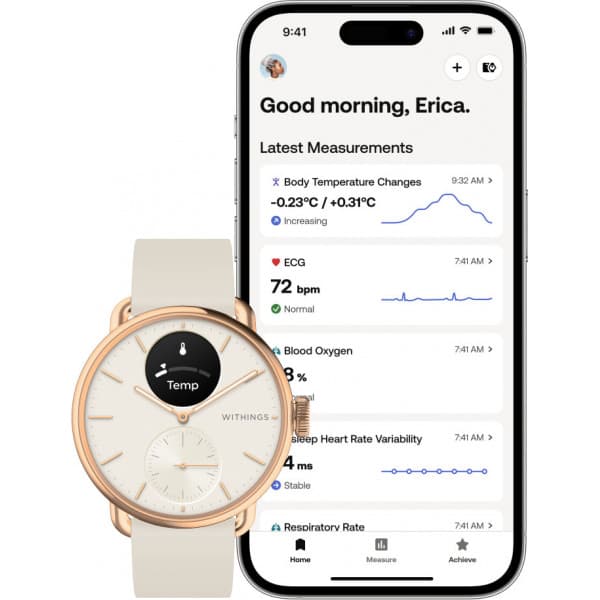 Withings Scanwatch 2 - smartklocka, 38 mm, roséguld
