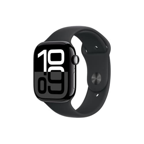 Apple Watch Series 10 (GPS) - jet black aluminium - smart klocka med sportband - svart - 64 GB