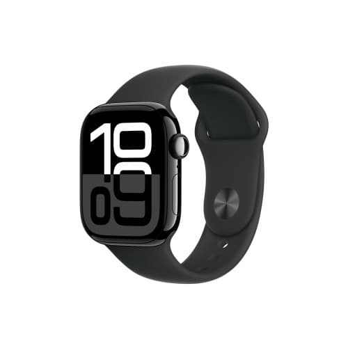 Apple Watch Series 10 (GPS) - jet black aluminium - smart klocka med sportband - svart - 64 GB