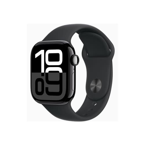 Apple Watch Series 10 (GPS) - jet black aluminium - smart klocka med sportband - svart - 64 GB