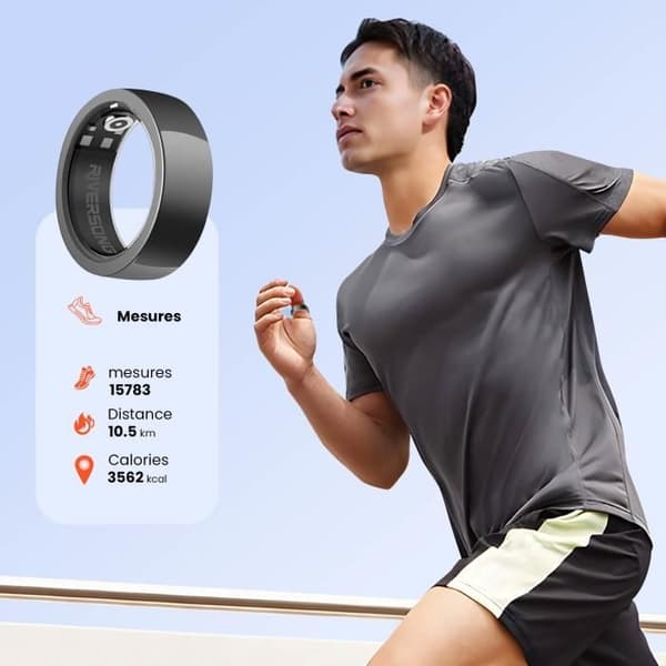 Connected Ring Health Monitoring och Activity Tracker Vattentät IP68 3,8g Riversong Black