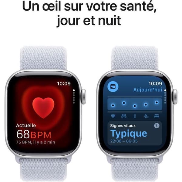 Apple Watch Series 10 GPS - 42 mm - Silver aluminiumfodral - Blue Cloud Sport Loop Strap