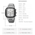 Miniatyrbilde 6 av 6: SKMEI Watch Business Quartz Watch Firkantet mote armbåndsur lysende - svart