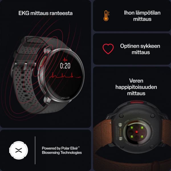 Polar Vantage V3 -premiummotionsklocka, svart + Hook & Loop-nylonrem