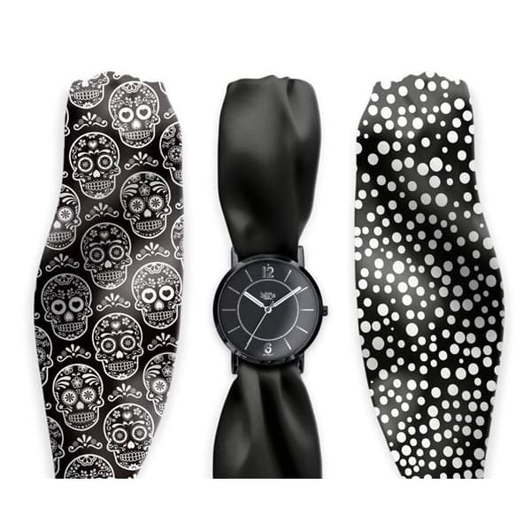 Trendig klocka med Calavera Satin Scarf Armband Multicolor - Assorted