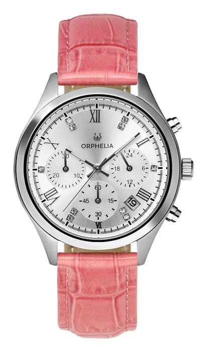 Klocka - ORPHELIA - OR31801 - Kvarts - Chronograf - Rosa Läder