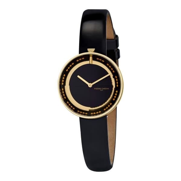 Pierre Cardin Damklocka i svart läder - Analog Quartz - CMA.0002