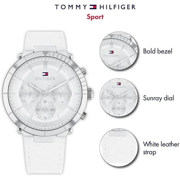 Damklocka - Tommy Hilfiger - 1782352 - Kvarts - Vitt läder - Vattentät 5 Atm