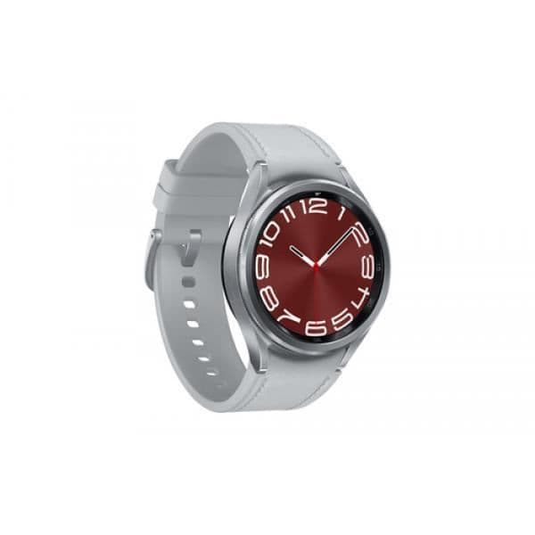 Samsung Galaxy Watch6 Classic. Pekskärm. Batterikapacitet: 300 mAh. Vikt: 52g. Bandets färg: Grå. Systemet