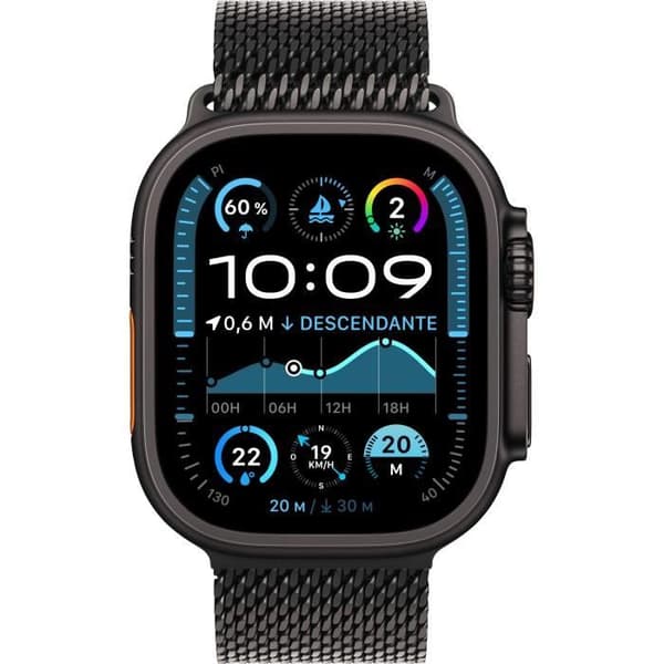 Apple Watch Ultra 2 GPS + Cellular - 49 mm - Svart Titanium fodral - Svart Titanium Milanese Loop rem - L