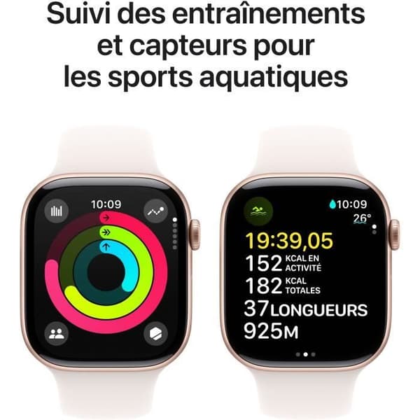 Apple Watch Series 10 GPS + Cellular - 46 mm - Rose Gold Aluminiumfodral - Light Blush Sport Band - M/L
