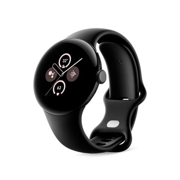 Google Pixel Watch 2 ansluten klocka – Mattsvart aluminiumfodral – Volcanic Black sportrem – Wifi