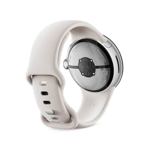 Google Pixel Watch 2 Smartwatch i polerat silver aluminiumfodral Sportband Porslin Wifi