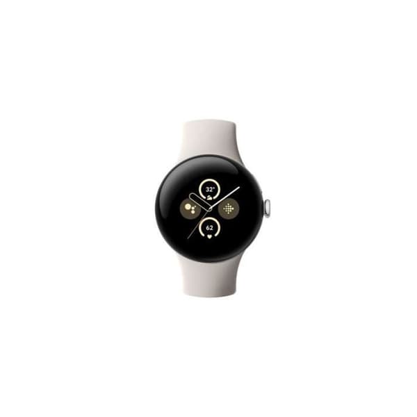 Google Pixel Watch 2 Smartwatch i polerat silver aluminiumfodral Sportband Porslin Wifi
