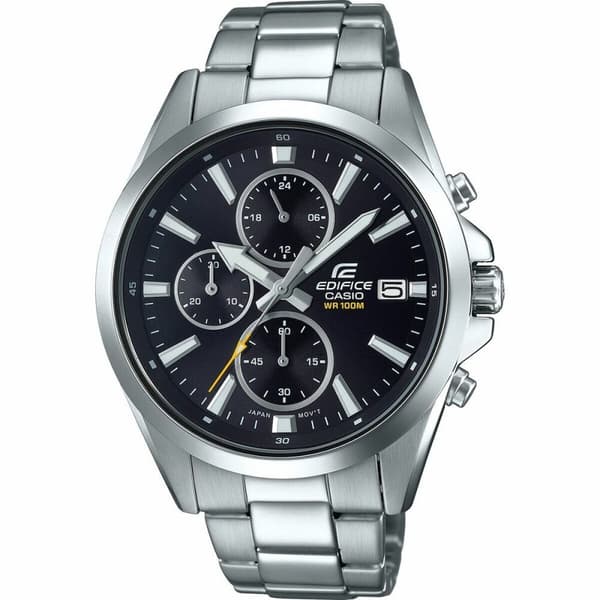 Miesten rannekellot Casio EFV-560D-1AVUEF Hopeinen Musta (Ø 44 mm)