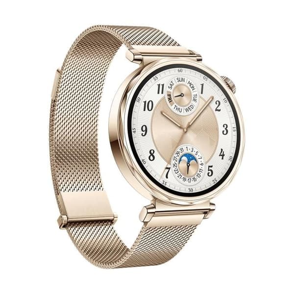 Huawei WATCH GT 5 41 mm guldklockan har en 1,43-tums Super AMOLED-skärm, erbjuder avancerad hälsoövervakning med mer än 100 övervakningslägen
