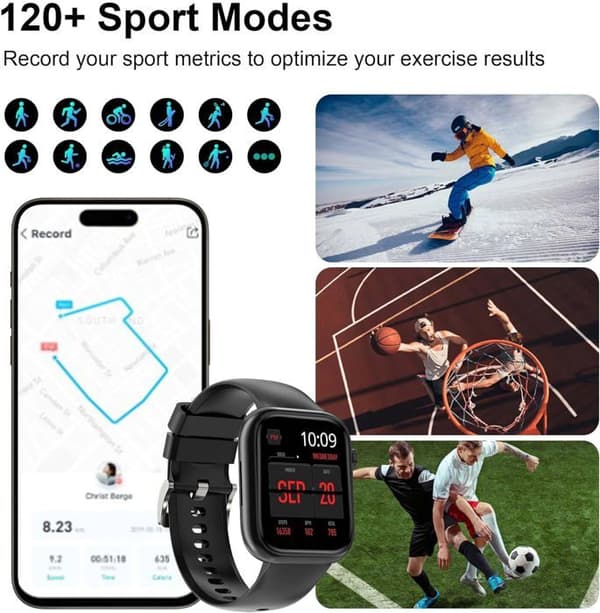 Smartklocka för män med Bluetooth-samtal, 1,83-tums smartklocka för män, 110+ sportlägen, stegräknare, pulsmätare