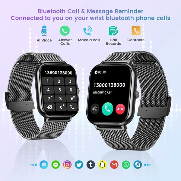 Connected Watch Fitness Smartwatch för män: 1,83" helskärmsklocka med Bluetooth Call 100+ Sport Mod Pulsmätningskort