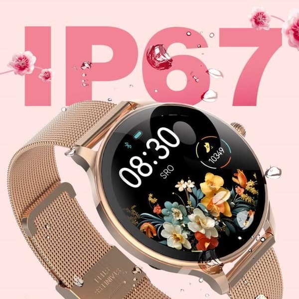 Kvinnors ansluten klocka med elegant rostfritt stål Mesh Armband Forever Rose Champagne