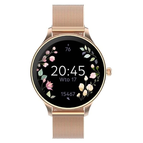 Kvinnors ansluten klocka med elegant rostfritt stål Mesh Armband Forever Rose Champagne