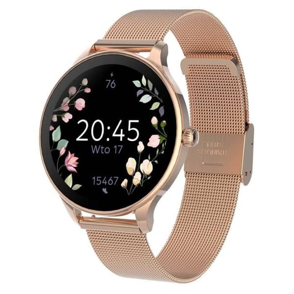 Kvinnors ansluten klocka med elegant rostfritt stål Mesh Armband Forever Rose Champagne