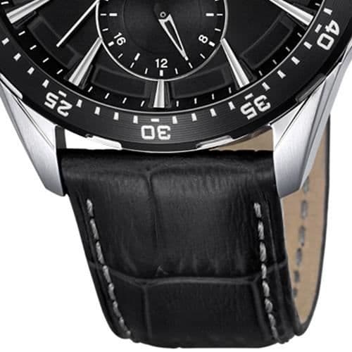 LOTUS Multifunktions Analog Quartz Black Läderklocka UL18312-4 för män