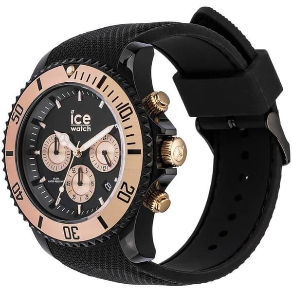 Ice-Watch - ICE urban Black Rose-Gold - Svart herrklocka med silikonband - Chrono - 016307 (Large)