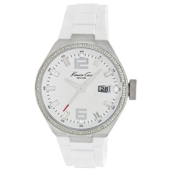 Damklocka - KENNETH COLE - IKC4811 - Kvarts - Digital - Vit gummi