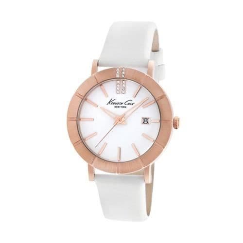 Klocka - Kenneth Cole - KC2743 - Dam - Läder - Kvarts - Vit