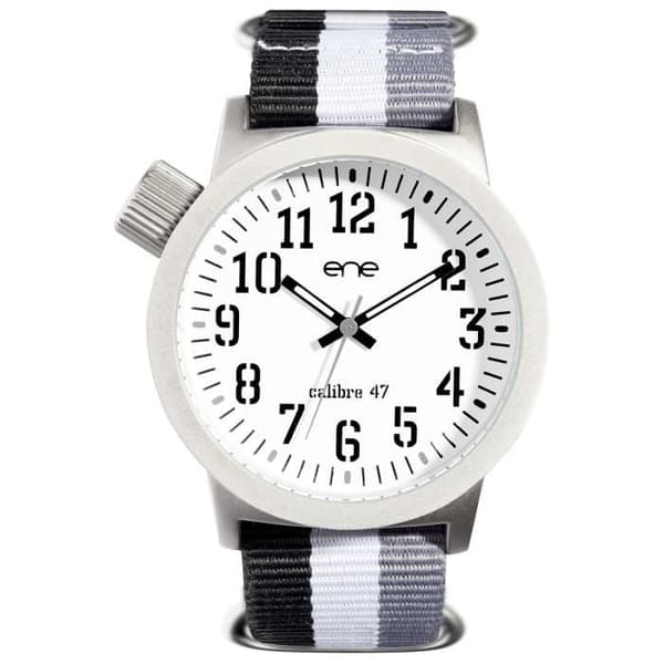 eneWatch herrklocka UE71923 - vitt och grått nylonband - analog kvarts